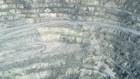 Aerial view of Huge asbestos quarry with site loaded with explosives 02