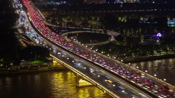China Guangzhou Middle Avenue Pearl River Bridge Timelapse