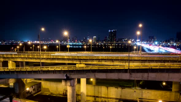 Timelapse of Taipei urban city in the evening