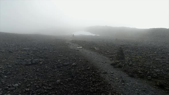 Foggy Navigation Pillars on a Mountain
