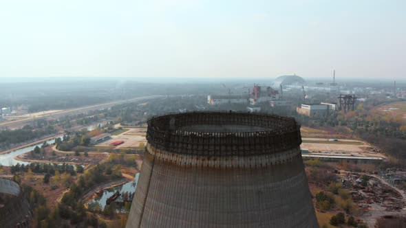 Territory Near Chernobyl NPP, Ukraine. Aerial View