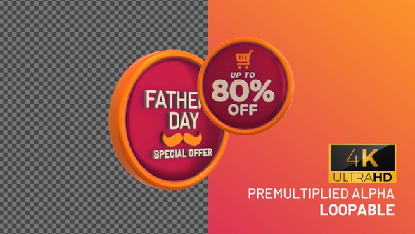 Fathers Day Up To 80 Percent Off Bage Looping with Alpha Channel