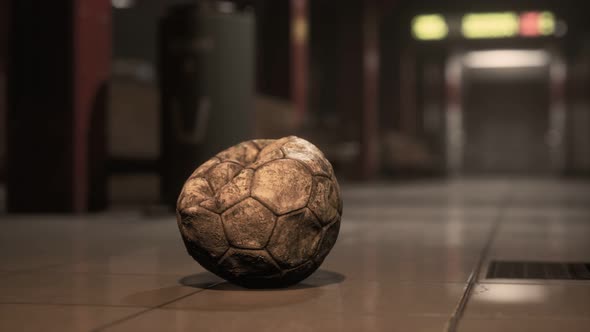 Old Soccer Ball in Empty Subway