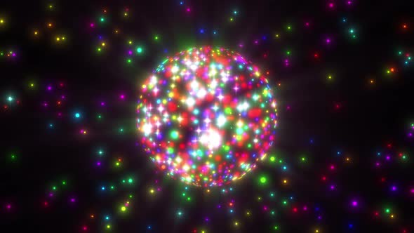 Glittering Colorful Light Disco Ball Vj Loop