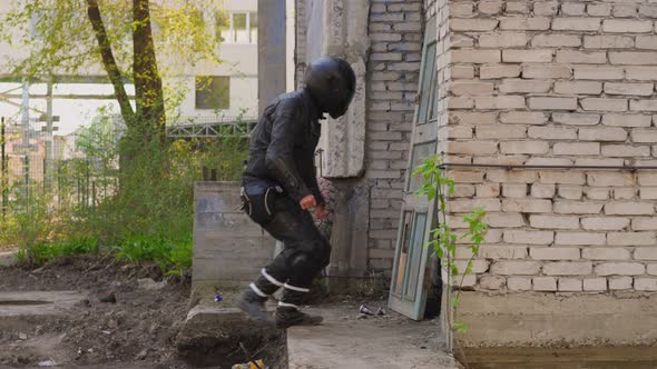 Motorcyclist Runs Into Old Abandoned Building Door at Quest