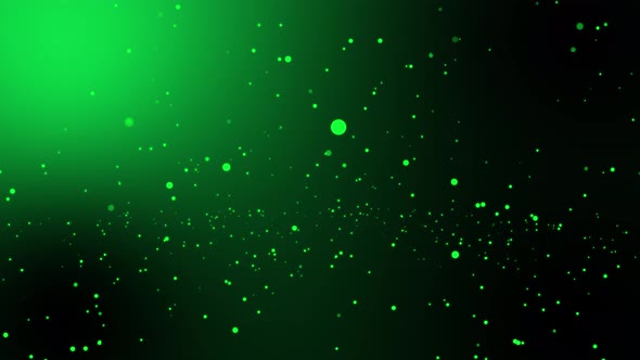 Flying Particles Green Background Animation Loop