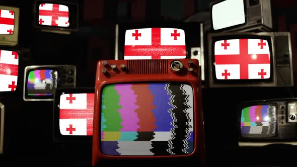 Flag of Georgia on a Retro TV Wall.