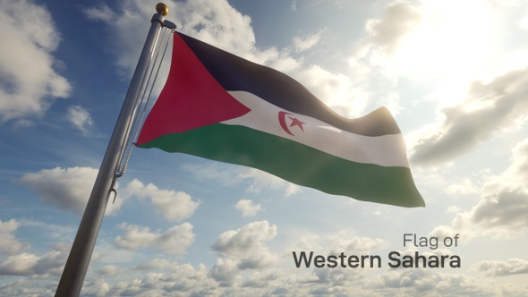 Western Sahara Flag on a Flagpole