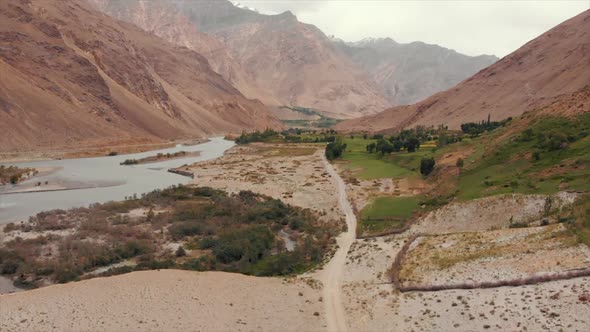 Afghanistan and Panj River Along the Wakhan Corridor