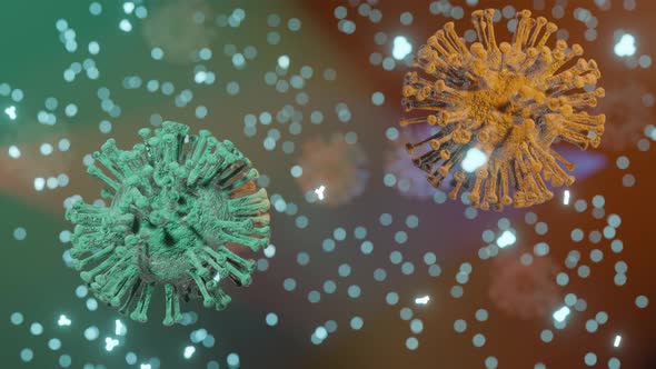 Abstract virus cells with antibodies. Coronavirus cells video. Covid-19 bodies collapse.