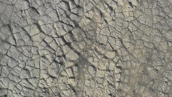 Cracks in the Ground Where Global Warming and Drought Can Be Seen on Mountain