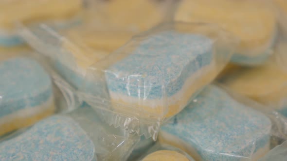 Package of dishwasher multi function tablets 4K 3840X2160 UHD footage - Multiaction dishwasher table alt