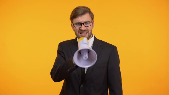 Businessman Shouting Into Megaphone, Being Ignored, Psychological Problem, Help