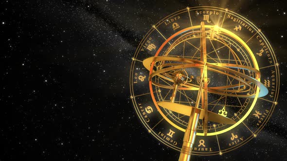 Armillary Sphere And Zodiac Signs