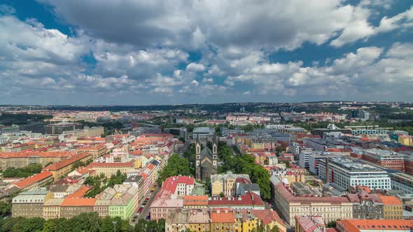 Panoramic View of Prague Timelapse From the Top of the Vitkov Memorial Czech Republic