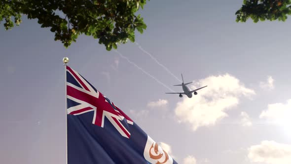 Anguilla Flag With Airplane And City -3D rendering