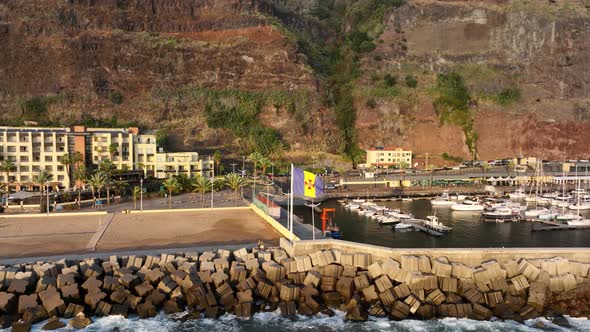 Coastline of Madeira Portugal Beautifull Sunny Island the Atlantic Ocean Aerial Drone View