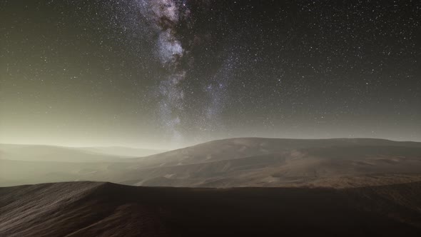 Amazing Milky Way Over the Dunes Erg Chebbi in the Sahara Desert alt