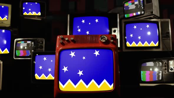 Flag of Magallanes and Chilean Antarctica Region on Retro TVs.