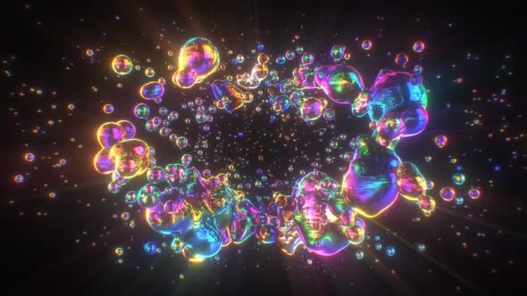 Iridescent Neon Rainbow Gradient Liquid Bubble Blobs Flowing Vortex