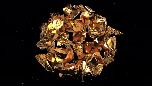 Explosion of Gold Stones with Alpha Channel Super Slow Motion 1000 FPS