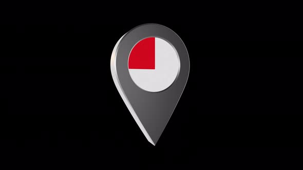 3d Animation Map Navigation Pointer With Flag Of Bilbao (Spain) With Alpha Channel - 4K alt