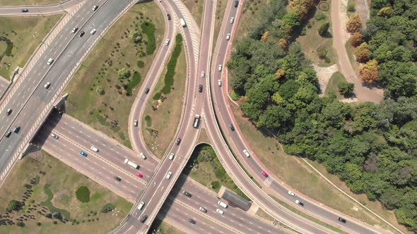 Automobile Transport Interchange in Kyiv. Ukraine. Aerial