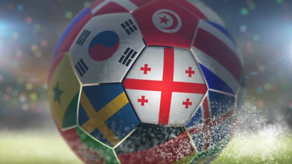 Georgia Flag on a Soccer Ball - Football in Stadium alt