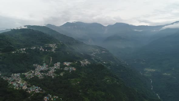 City of Gangtok in Sikkim India seen from the sky