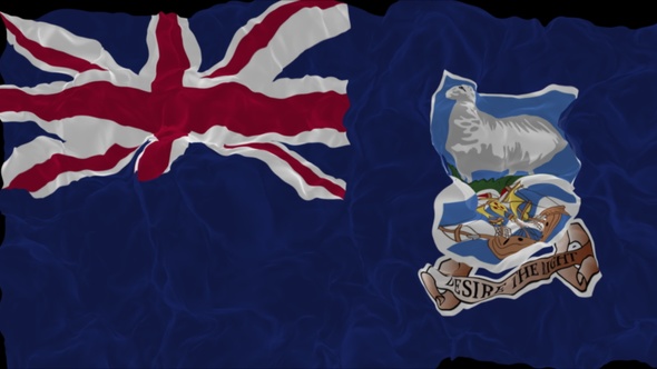 flag Falkland Islands turns into smoke. State weakening concept, alpha channel.