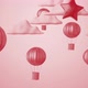 Air Balloons Between Clouds 3d Cartoon Kids Red Background - VideoHive Item for Sale