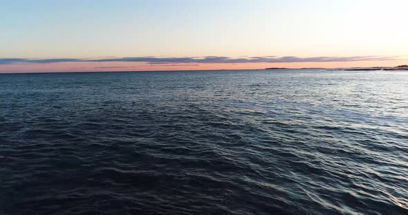 Eye level view of the surface of the sea in Maine United States