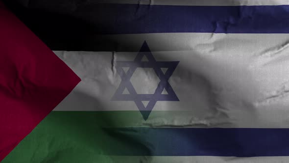 Israel Palestine Flag Mix Textured Waving Background 4K