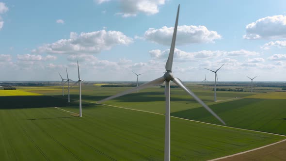 Wind turbine in a green field