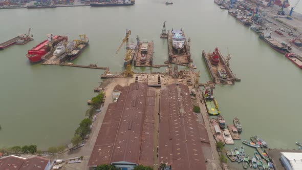 Cargo and Passenger Seaport in Surabaya, Java, Indonesia