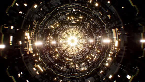 Scifi Gold Background Tunnel 4K