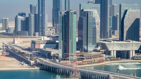 Aerial Skyline of Abu Dhabi City Centre From Above Timelapse