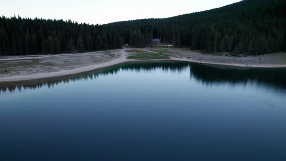 Aerial View Black Lake in Montenegro Mountain Crno Jezero in Durmitor Park