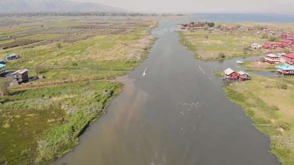 Aerial view of Inle Lake.