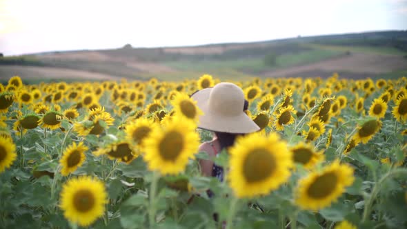 Lady Walking Among the Flowers