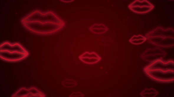 Neon Style Glowing Sexy Red Lips Motion Background Seamles Loop 4K