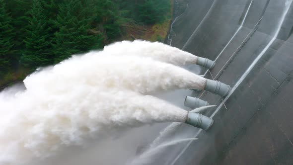 Water Being Pumped Through a Hydroelectric Dam