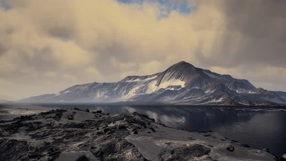 Mountains Covered with Ice in Antarctic Landscape alt