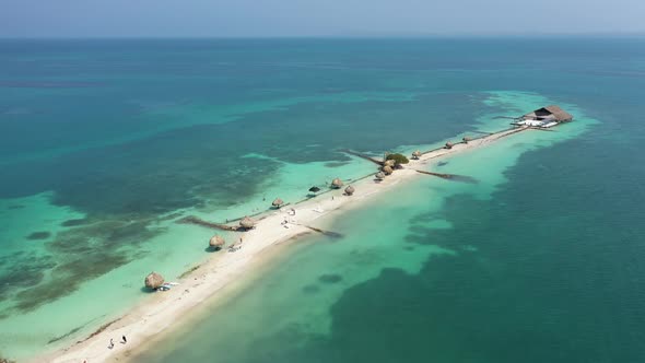 White Sand Beach with Sunbed and Umbrella in Cartagena Colombia