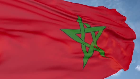 Red flag and green star of Morocco.