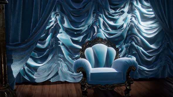 Luxurious Theater Curtain Stage with Chair alt