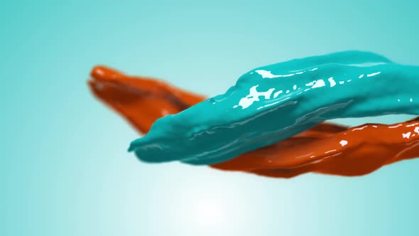 rainbow colors, fluid simulation. spilled paint. color turquoise orange