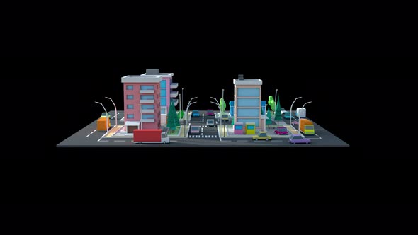 Cartoon City Low Poly 3D