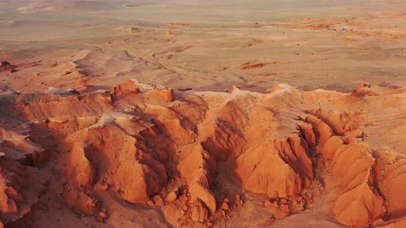 Bayanzag Flaming Cliffs at Sunset in Mongolia