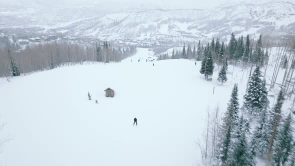 Fascinating Scenery of People at a Winter Resort Complex in Snowmass Village